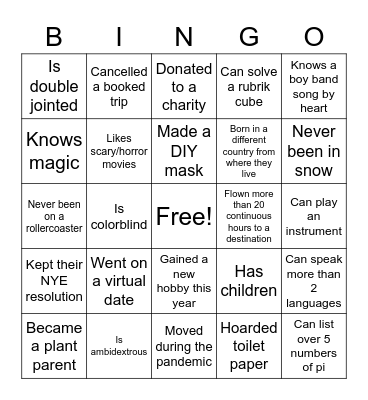 Happy Hour Bingo Card