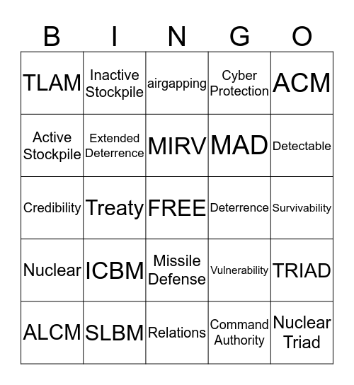 Cadet Led Discussion Bingo Card