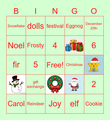 New Holiday Bingo Card
