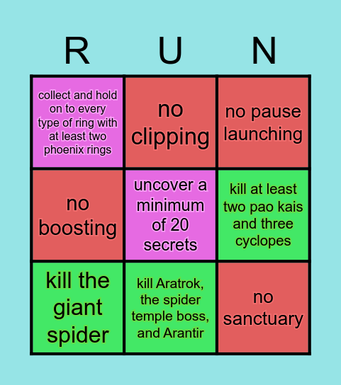 DMOMM RUN Bingo Card