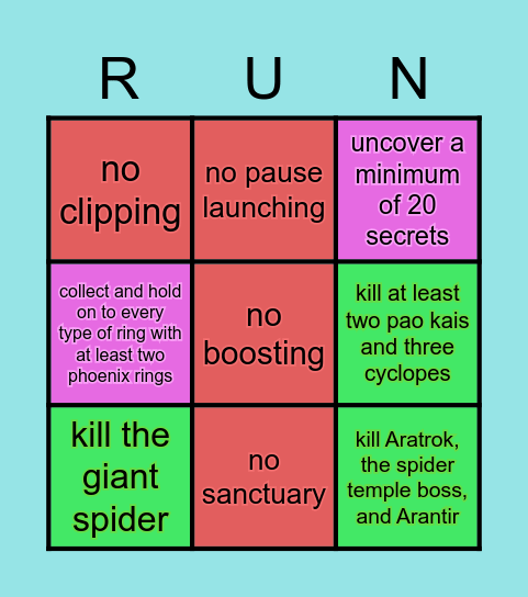 DMOMM RUN Bingo Card