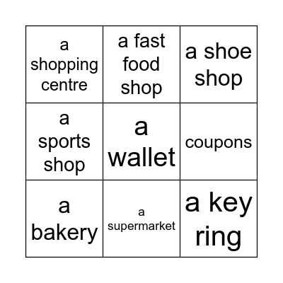 Shopping BINGO Card