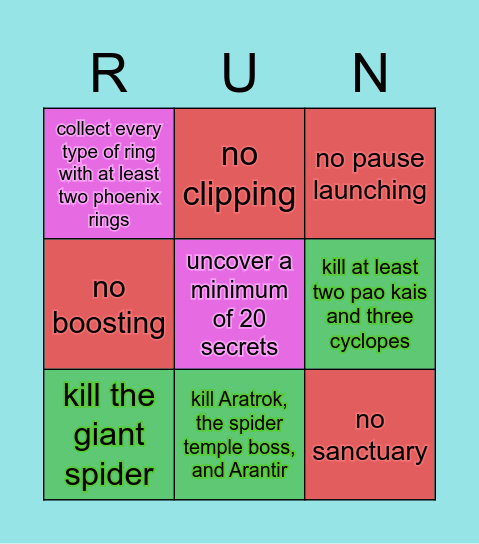 DMOMM RUN Bingo Card