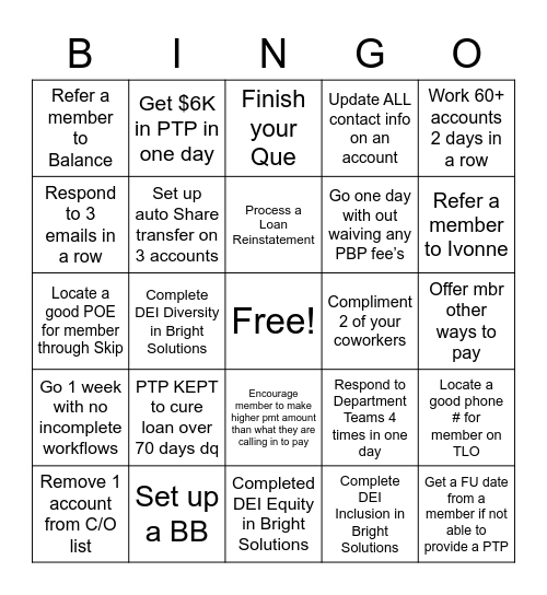 Account Solutions Bingo Card