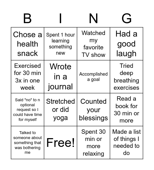 BINGO Card