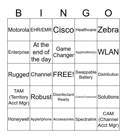 General Data/Zebra Healthcare Bingo Card