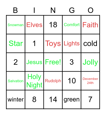 Christmas Bingo Card