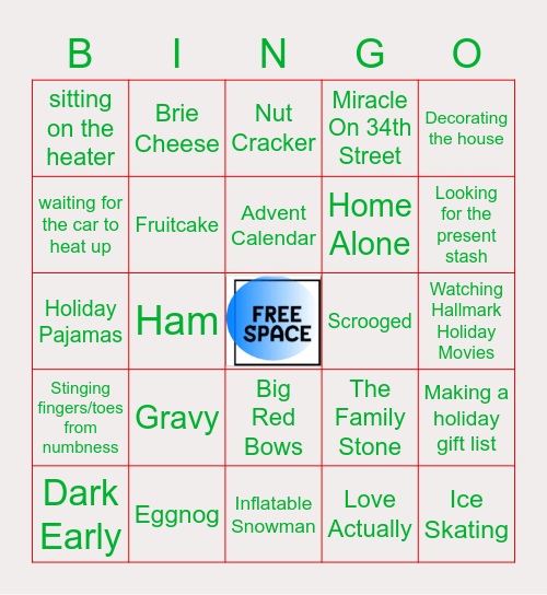 Holiday Nostalgia Bingo Card