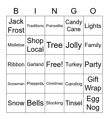 KDCC Christmas Bingo Card