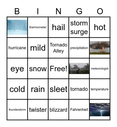 Weather Test Review BINGO! Bingo Card