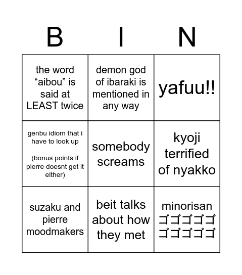 beitsoku dramas bingo Card