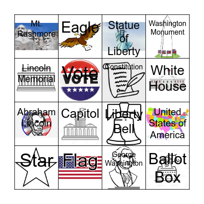 Patriotic Words Bingo Card