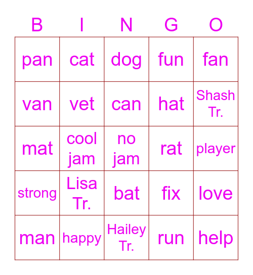 Pre-IB Bingo Card
