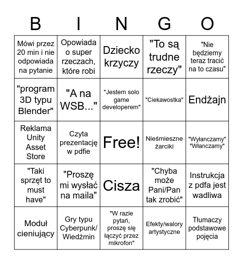 Silniki Bingo Card