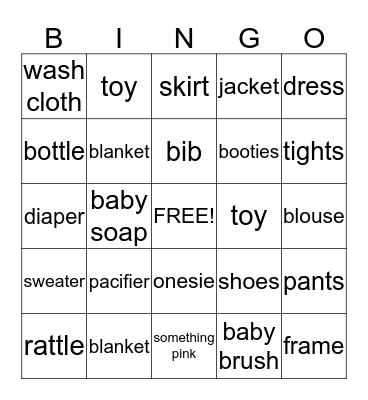 Baby Shower Bingo Card