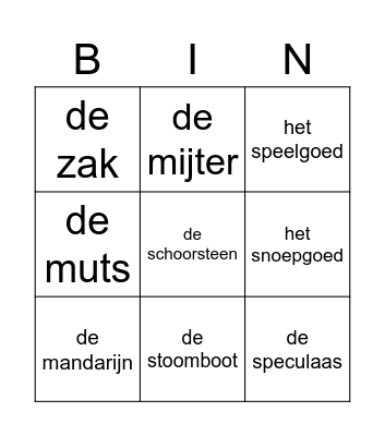 sint en piet Bingo Card