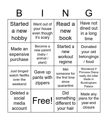 What's new with you? Bingo Card