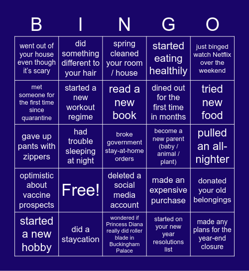 What's new with you? Bingo Card