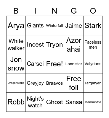 Mack Rider Bingo Card