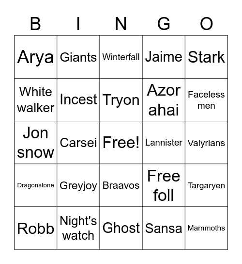 Mack Rider Bingo Card