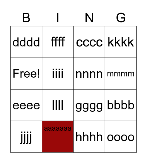 tetst Bingo Card