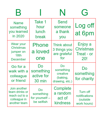 Christmas Bingo Card