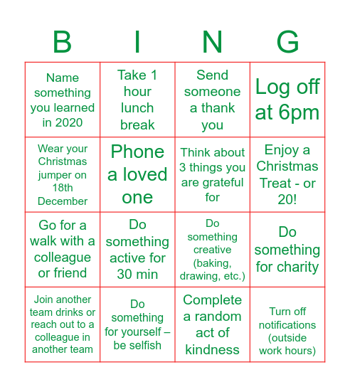 Christmas Bingo Card