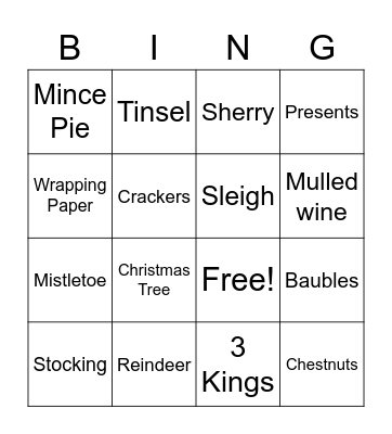 Westerby Xmas Bingo Card