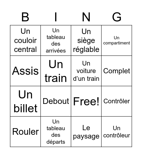 Des Voyages Intéressants - Mots 1 Bingo Card