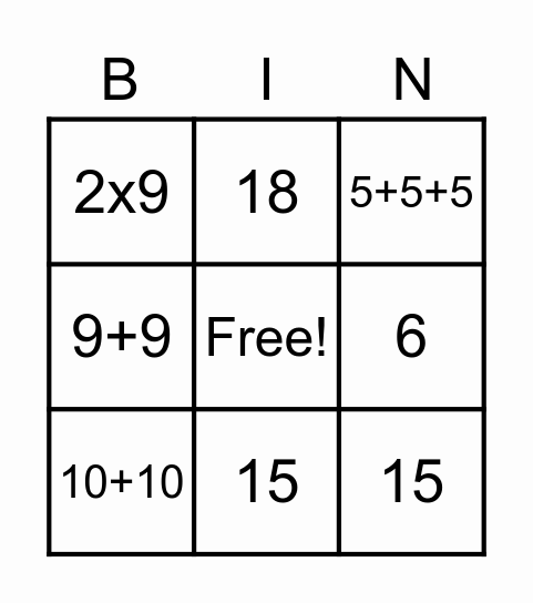 Pensamento Aditivo/Multiplicativo Bingo Card