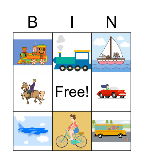 COLORS TRANSPORTATION Bingo Card