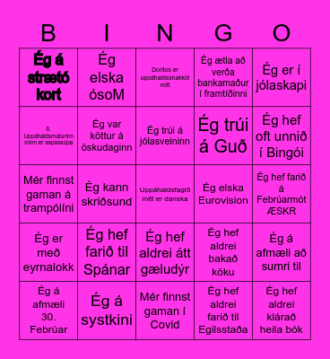 Lífshlaupsbingó Bingo Card
