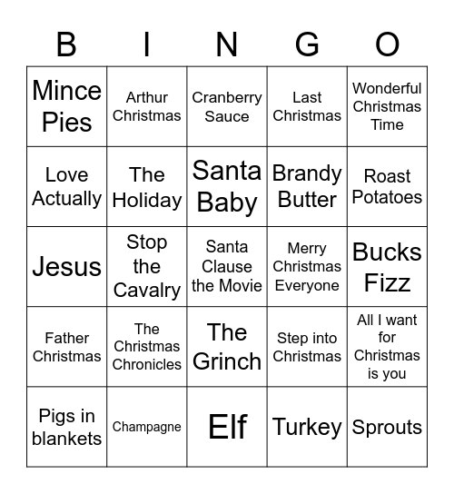 Christmas Bingo Card