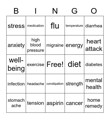 Health Bingohead Bingo Card