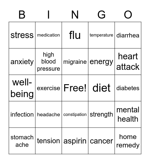 Health Bingohead Bingo Card