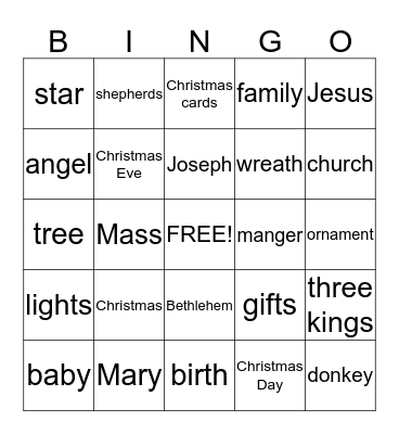 First Grade Christmas Bingo Card