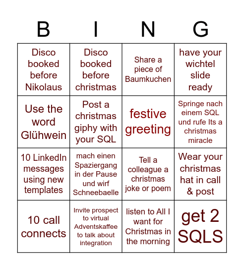 Christmas Bingo Card