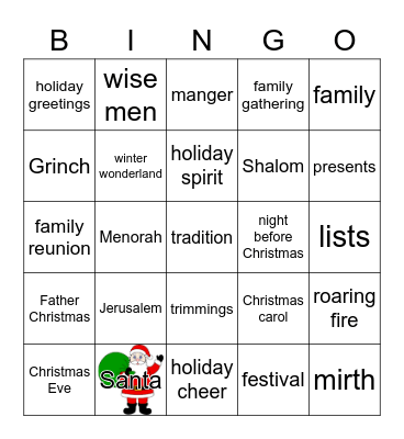 KIWANIAN HOLIDAY BINGO Card