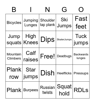 MNC Pumas Fitness Bingo Card