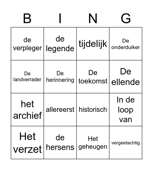 Taal thema 4 Bingo Card