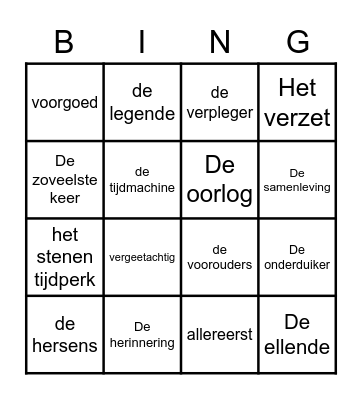 Taal thema 4 Bingo Card