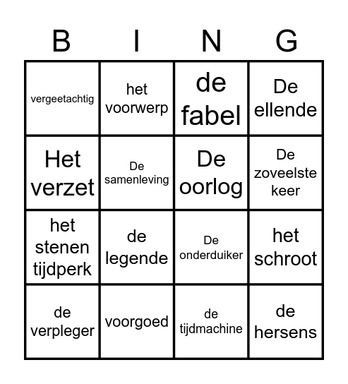 Taal thema 4 Bingo Card