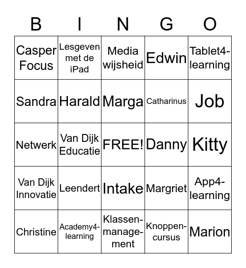 Trainersbijeenkomst  Academy4learning Bingo Card