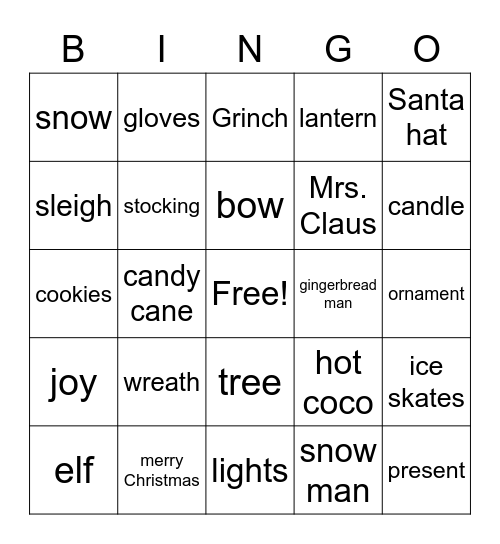 Christmas Bingo Card