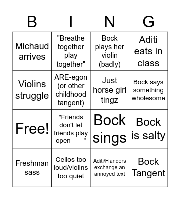 Dorkestra Bingo Card