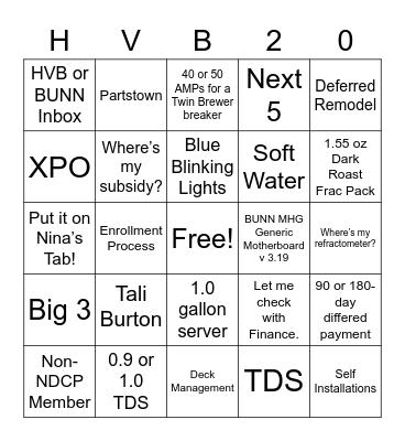 HVB2020 Bingo Card