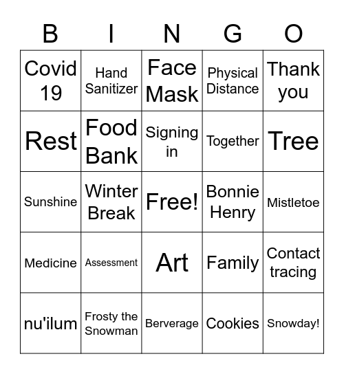 Staff Meeting Bingo Card