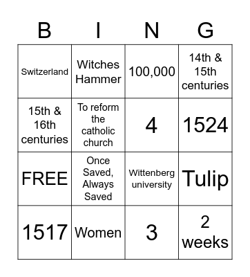 Reform Bingo Card