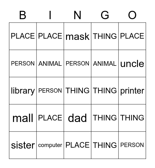 NOUNS Bingo Card