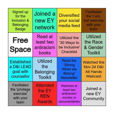 Consulting D&I Bingo Card